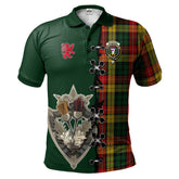 Clan Buchanan Tartan Polo Shirt - Lion Rampant And Celtic Thistle Style VX15 Buchanan Tartan Tartan Polo