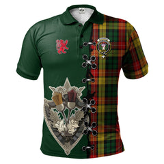 Clan Buchanan Tartan Polo Shirt - Lion Rampant And Celtic Thistle Style VX15 Buchanan Tartan Tartan Polo