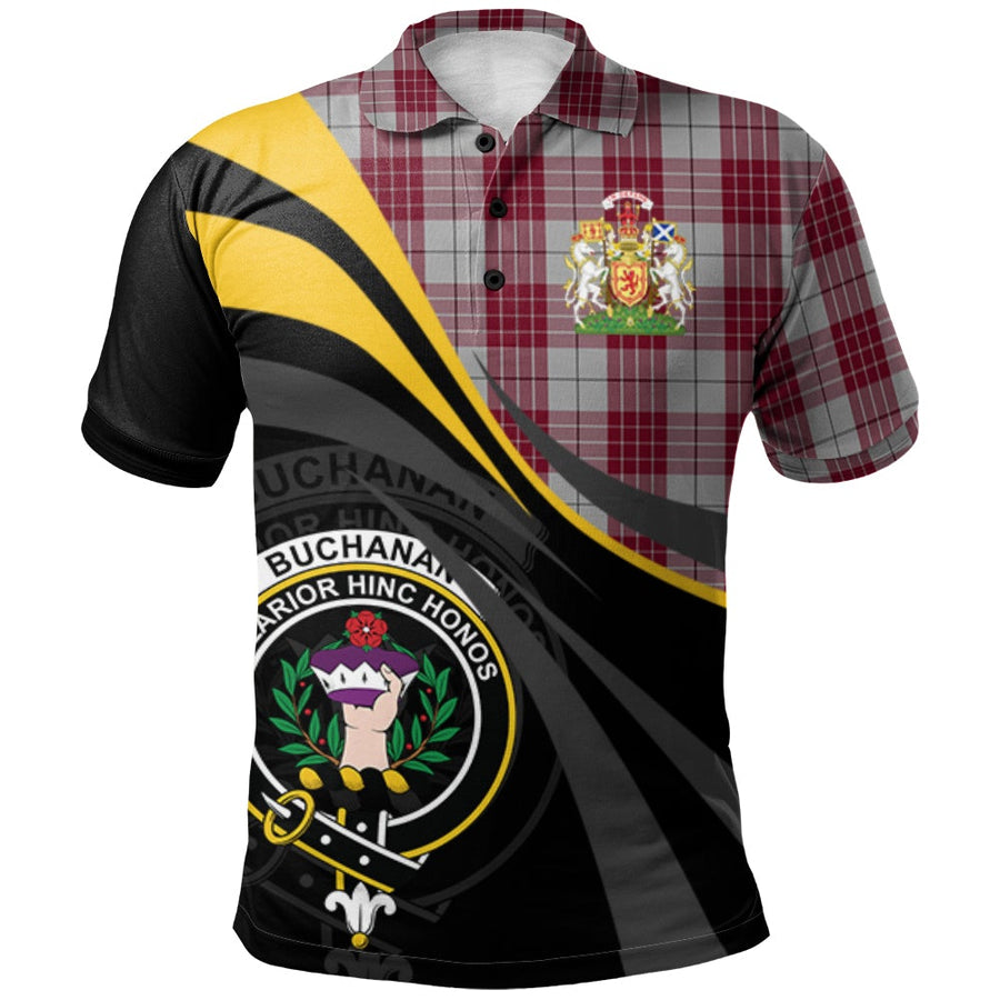 Clan Buchanan Tartan Polo Shirt - Royal Coat Of Arms Style MP36 Buchanan Tartan Tartan Polo