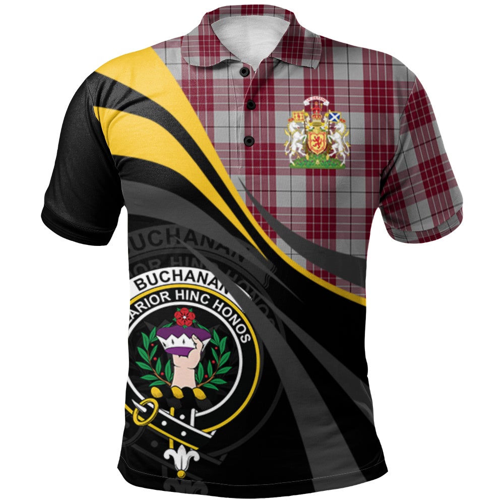 Clan Buchanan Tartan Polo Shirt - Royal Coat Of Arms Style MP36 Buchanan Tartan Tartan Polo