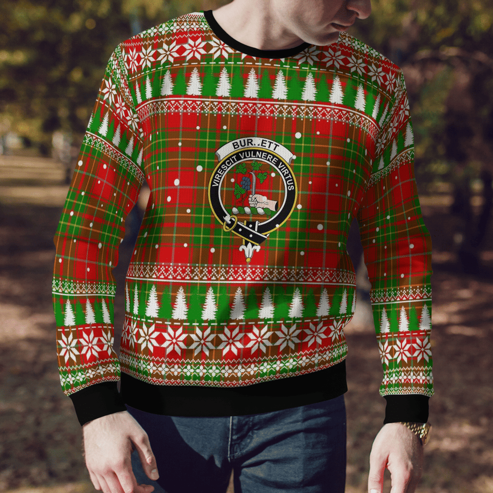 Clan Burnett Ancient Crest Tartan Christmas Ugly Sweater HA94 Burnett Ancient Crest Tartan Tartan Ugly Sweater