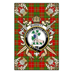 Clan Burnett Ancient Tartan Crest Black Garden Flag - Gold Thistle UO33 Clan Burnett Tartan Today