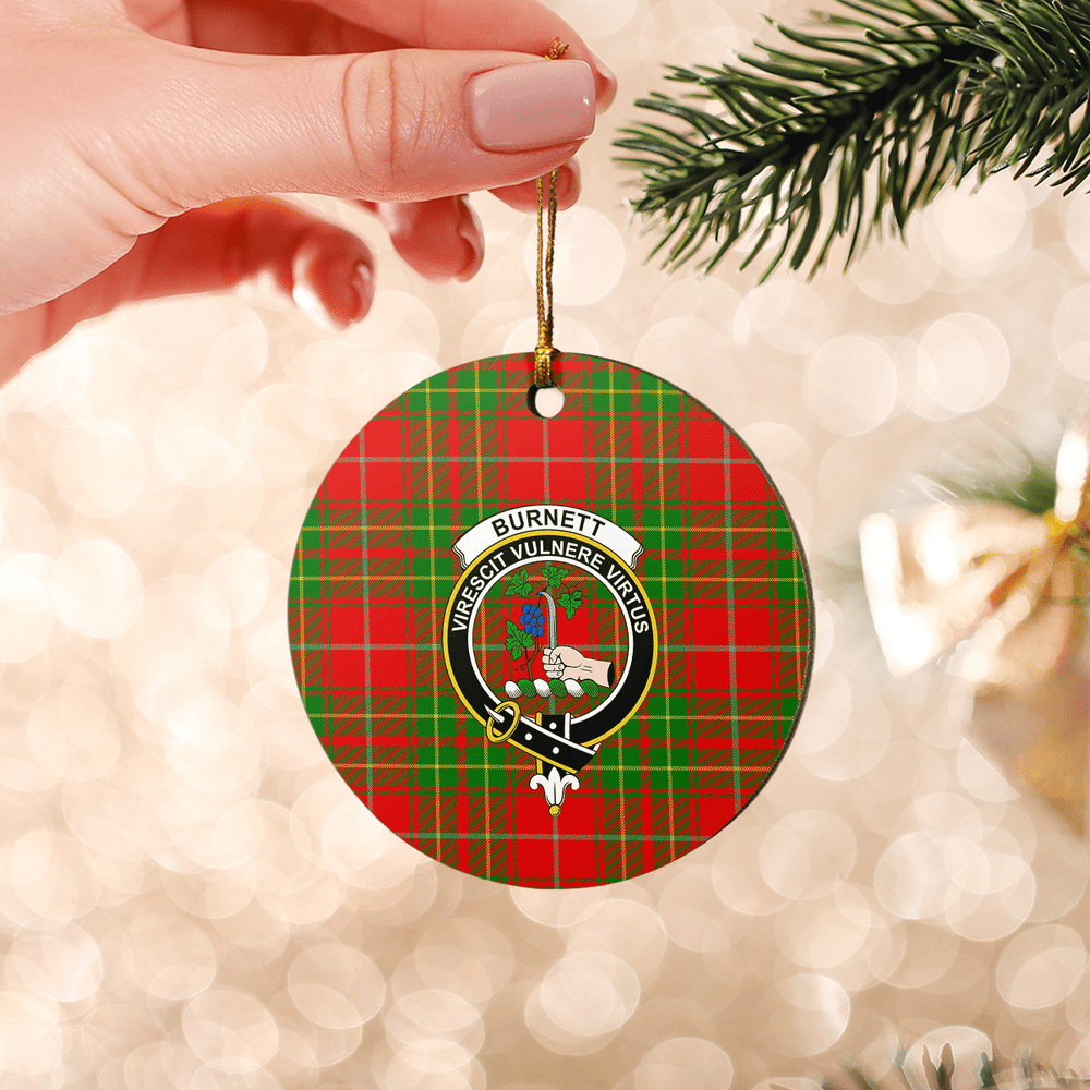 Clan Burnett Ancient Tartan Crest Round Ceramic Ornament AY30 Burnett Ancient Tartan Tartan Christmas