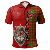Clan Burnett Ancient Tartan Polo Shirt - Lion Rampant And Celtic Thistle Style AM90 Burnett Ancient Tartan Tartan Polo