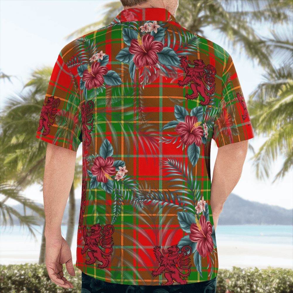 Clan Burnett Ancient Tartan Scottish Lion Hawaiian Shirt ED81 Burnett Ancient Tartan Tartan Hawaii Shirt