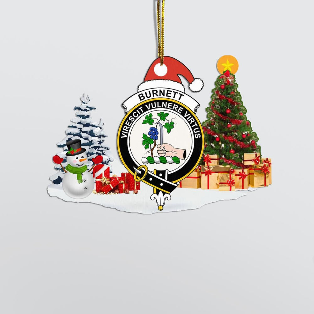 Clan Burnett Crest Tartan Acrylic Christmas Ornament MQ64 Burnett Tartan Tartan Christmas