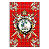 Clan Burnett Modern Tartan Crest Black Garden Flag - Gold Thistle PX15 Clan Burnett Tartan Today