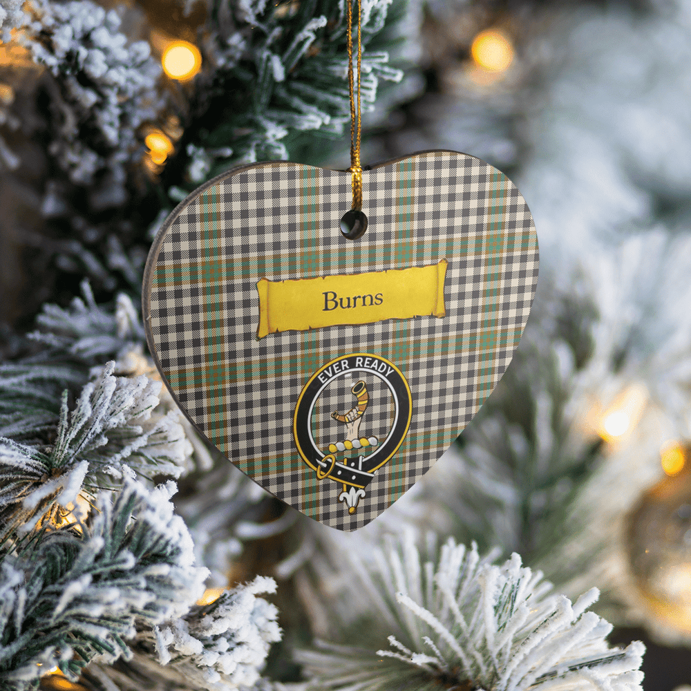 Clan Burns Check Tartan Crest Heart Ceramic Ornament YU58 Burns Check Tartan Tartan Christmas