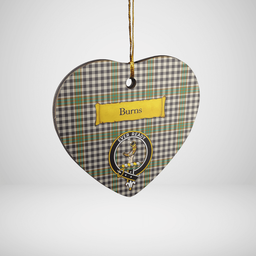 Clan Burns Check Tartan Crest Heart Ceramic Ornament YU58 Burns Check Tartan Tartan Christmas