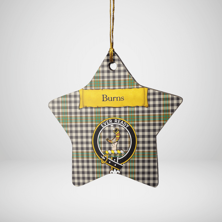 Clan Burns Check Tartan Crest Star Ceramic Ornament SI78 Burns Check Tartan Tartan Christmas