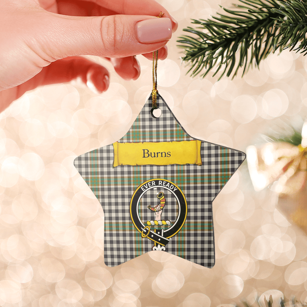 Clan Burns Check Tartan Crest Star Ceramic Ornament SI78 Burns Check Tartan Tartan Christmas