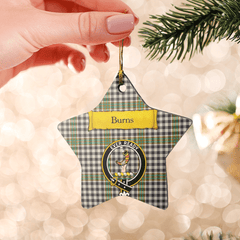 Clan Burns Check Tartan Crest Star Ceramic Ornament SI78 Burns Check Tartan Tartan Christmas