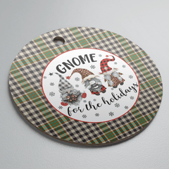 Clan Burns Check Tartan Gnome Round Ceramic Ornament CQ92 Burns Check Tartan Tartan Christmas