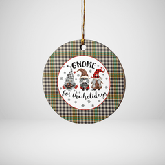 Clan Burns Check Tartan Gnome Round Ceramic Ornament CQ92 Burns Check Tartan Tartan Christmas