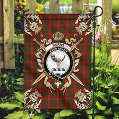 Clan Burns Tartan Crest Black Garden Flag - Gold Thistle NF74 Clan Burns Tartan Today