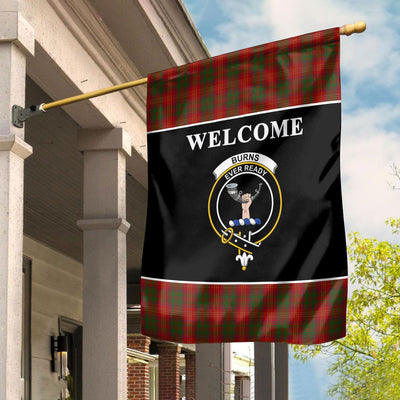 Clan Burns Tartan Crest Black Garden Flag