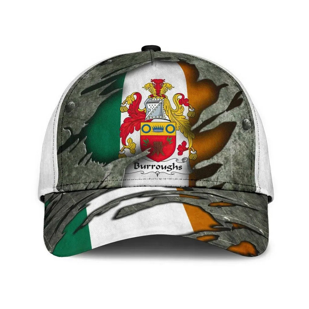 Clan Burroughs Coat Of Arms - Irish Family Crest Classic Cap QN73 Burroughs Coat Of Arms Irish Cap