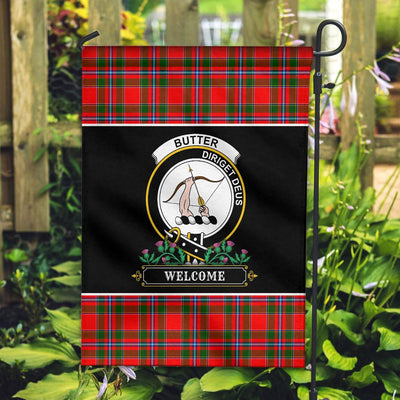 Clan Butter Tartan Crest Garden Flag - Welcome