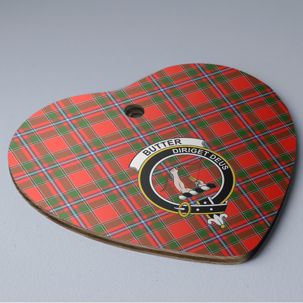 Clan Butter Tartan Crest Heart Ceramic Ornament PF80 Butter Tartan Tartan Christmas