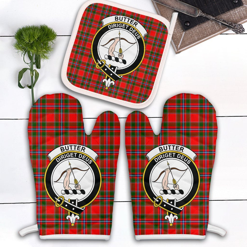 Clan Butter Tartan Crest Oven Mitt And Pot Holder (2 Oven Mitts + 1 Pot Holder) MN46 Clan Butter Tartan Today