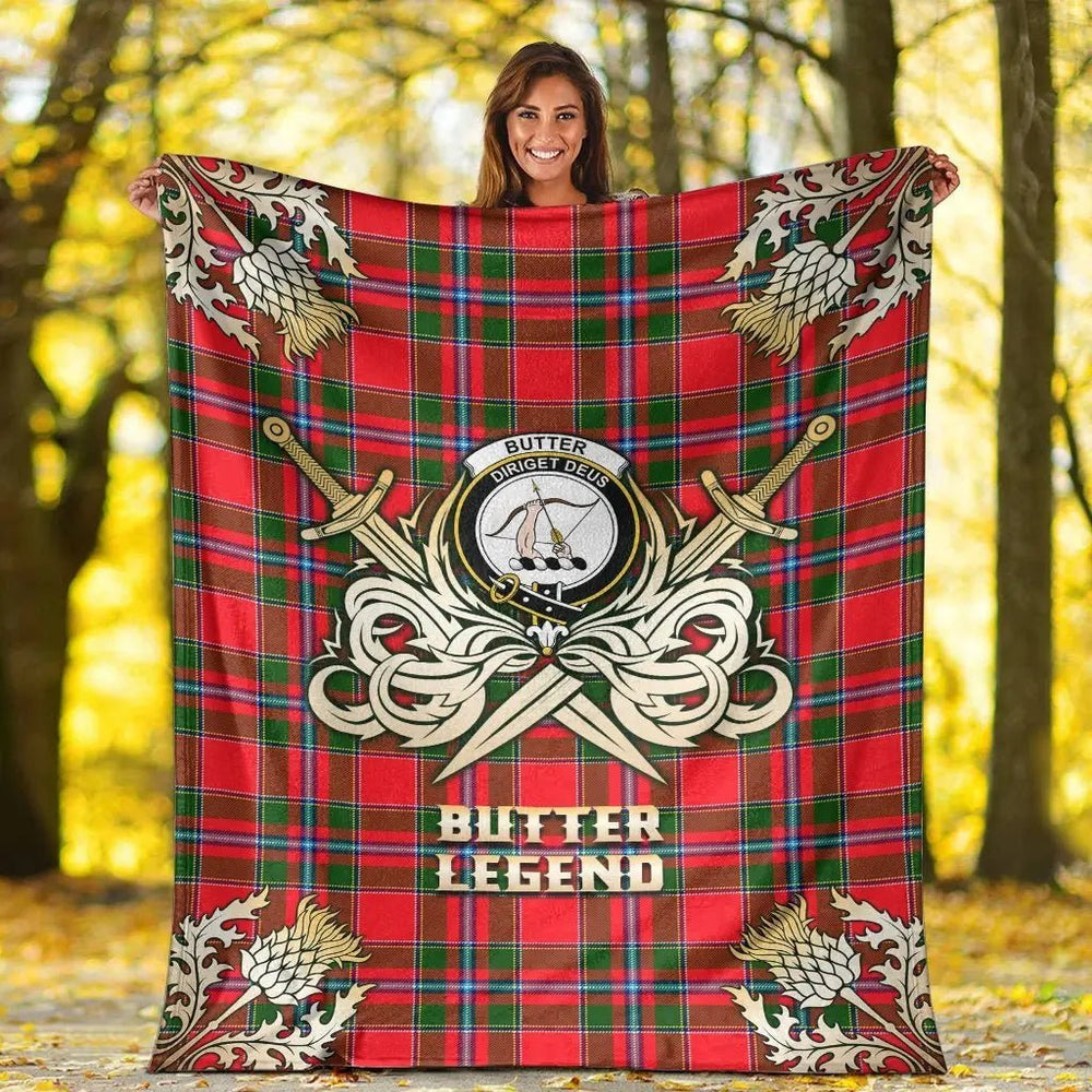 Clan Butter Tartan Gold Courage Symbol Blanket TT81 Clan Butter Tartan Today