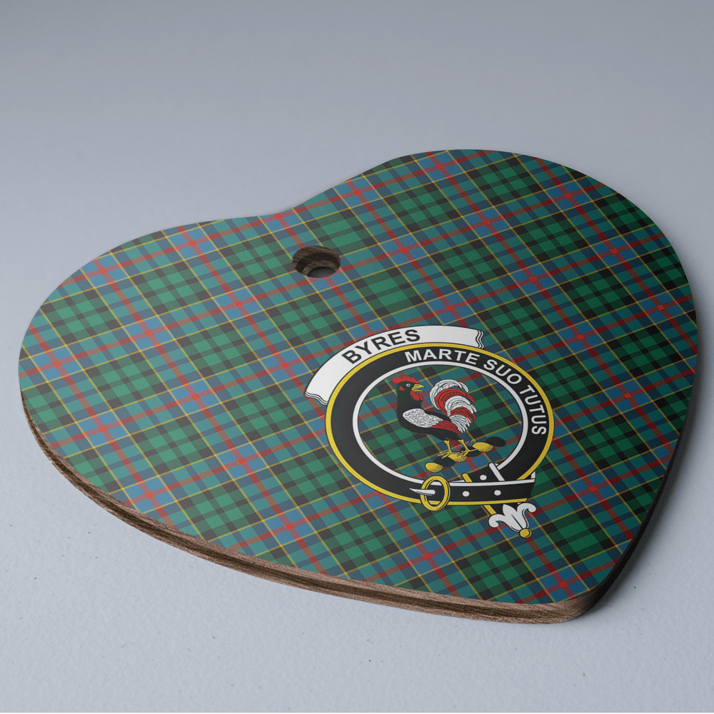 Clan Byres 1 Tartan Crest Heart Ceramic Ornament SA56 Byres 1 Tartan Tartan Christmas