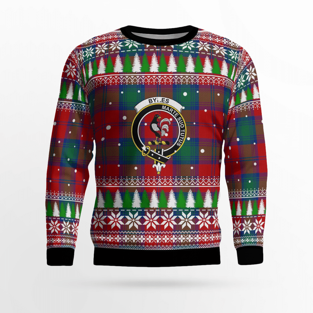 Clan Byres 2 Crest Tartan Christmas Ugly Sweater IZ73 Byres 2 Crest Tartan Tartan Ugly Sweater