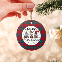 Clan Byres 2 Tartan Gnome Round Ceramic Ornament NY22 Byres 2 Tartan Tartan Christmas