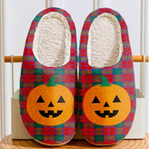 Clan Byres 2 Tartan Halloween Pumpkin Slippers, Fluffy Spooky Slippers XN85 Byres 2 Tartan Tartan Halloween