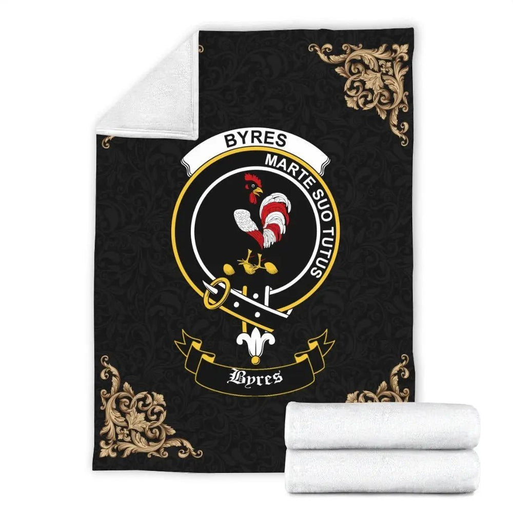 Clan Byres Crest Tartan Premium Blanket Black TH98 Clan Byres Tartan Today