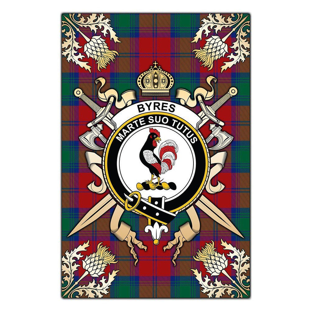 Clan Byres Tartan Crest Black Garden Flag - Gold Thistle BS38 Clan Byres Tartan Today