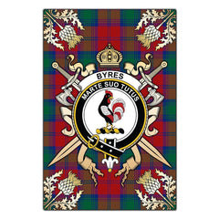 Clan Byres Tartan Crest Black Garden Flag - Gold Thistle BS38 Clan Byres Tartan Today