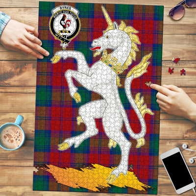 Clan Byres Tartan Crest Unicorn Scotland Jigsaw Puzzles Gift For Family