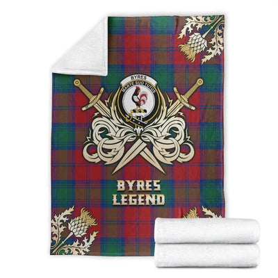 Clan Byres Tartan Gold Courage Symbol Blanket