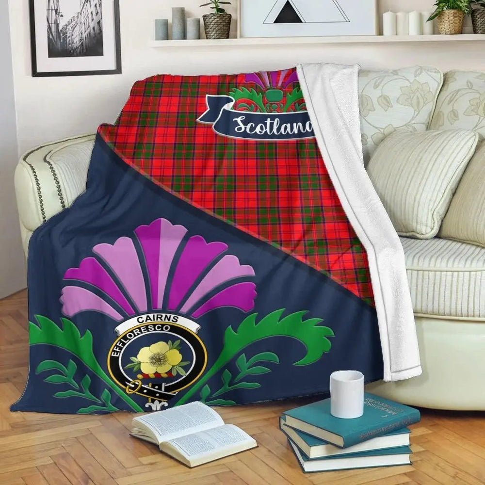 Clan Cairns Tartan Crest Premium Blanket Thistle Style RX61 Clan Cairns Tartan Today