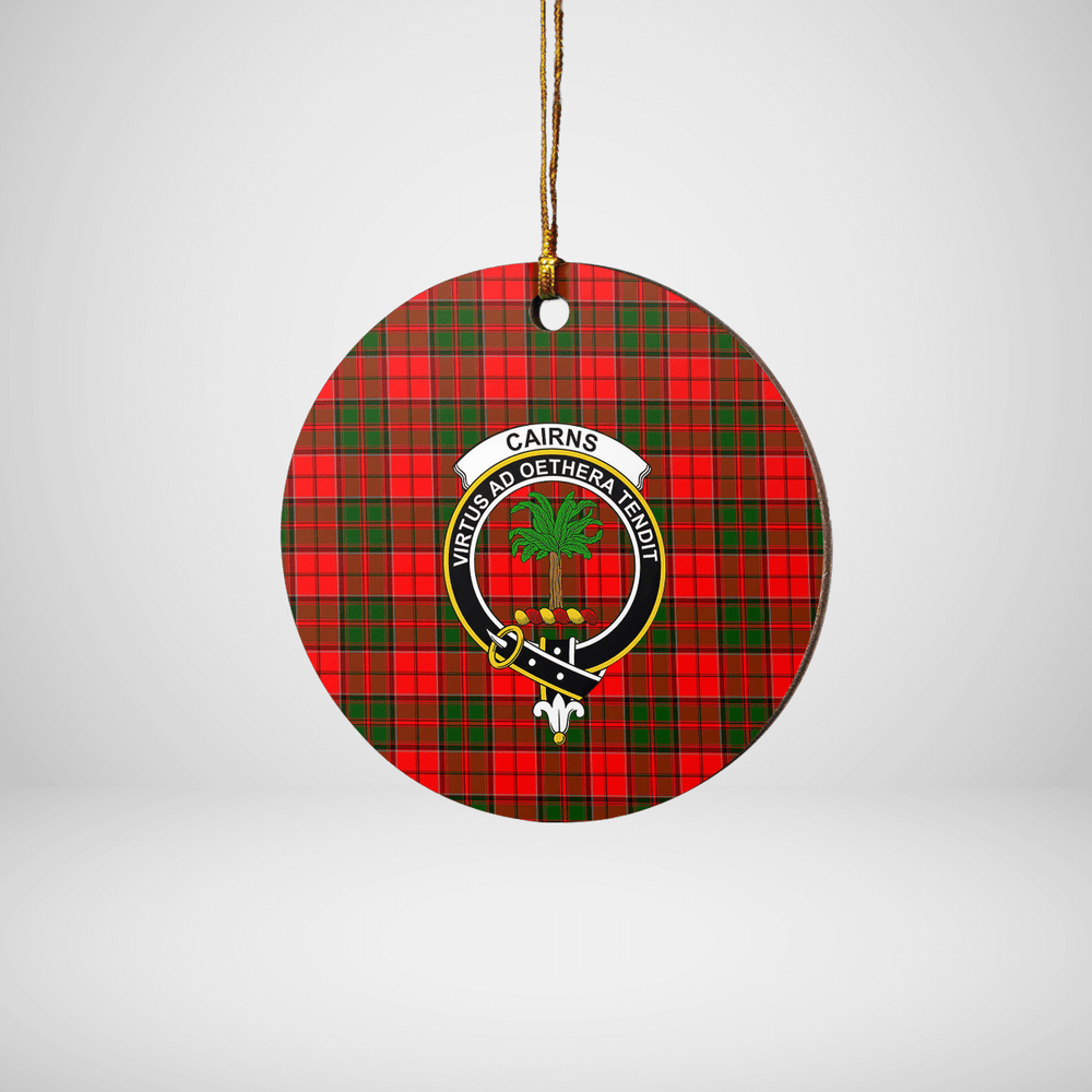 Clan Cairns Tartan Crest Round Ceramic Ornament DR89 Cairns Tartan Tartan Christmas