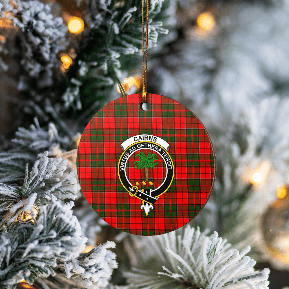 Clan Cairns Tartan Crest Round Ceramic Ornament DR89 Cairns Tartan Tartan Christmas