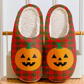 Clan Cairns Tartan Halloween Pumpkin Slippers, Fluffy Spooky Slippers NY55 Cairns Tartan Tartan Halloween