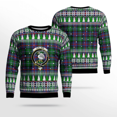 Clan Calder Crest Tartan Christmas Ugly Sweater