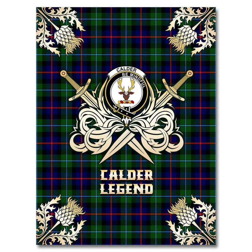Clan Calder Modern Tartan Gold Courage Symbol Blanket HP99 Clan Calder Tartan Today