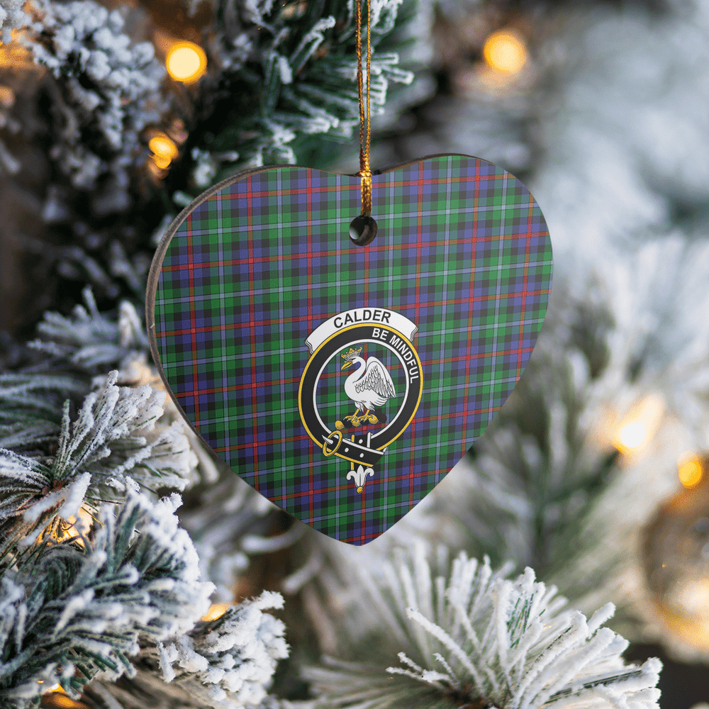 Clan Calder Tartan Crest Heart Ceramic Ornament FZ82 Calder Tartan Tartan Christmas