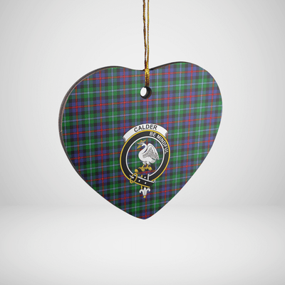 Clan Calder Tartan Crest Heart Ceramic Ornament