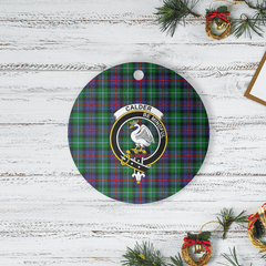 Clan Calder Tartan Crest Round Ceramic Ornament OW57 Calder Tartan Tartan Christmas