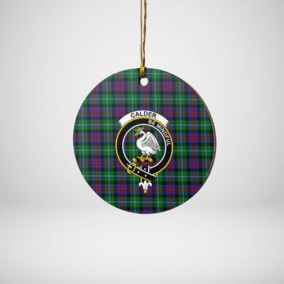 Clan Calder Tartan Crest Round Ceramic Ornament