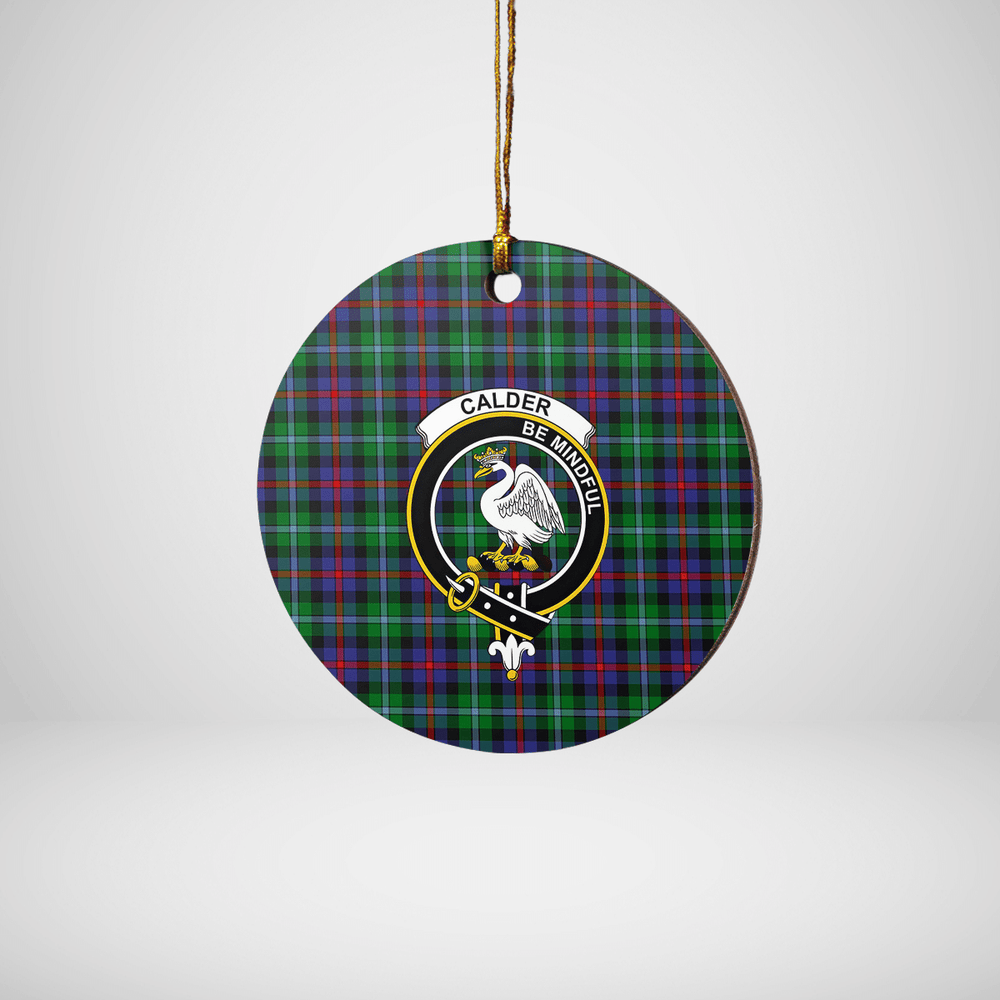 Clan Calder Tartan Crest Round Ceramic Ornament OW57 Calder Tartan Tartan Christmas