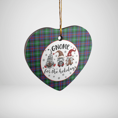 Clan Calder Tartan Gnome Heart Ceramic Ornament