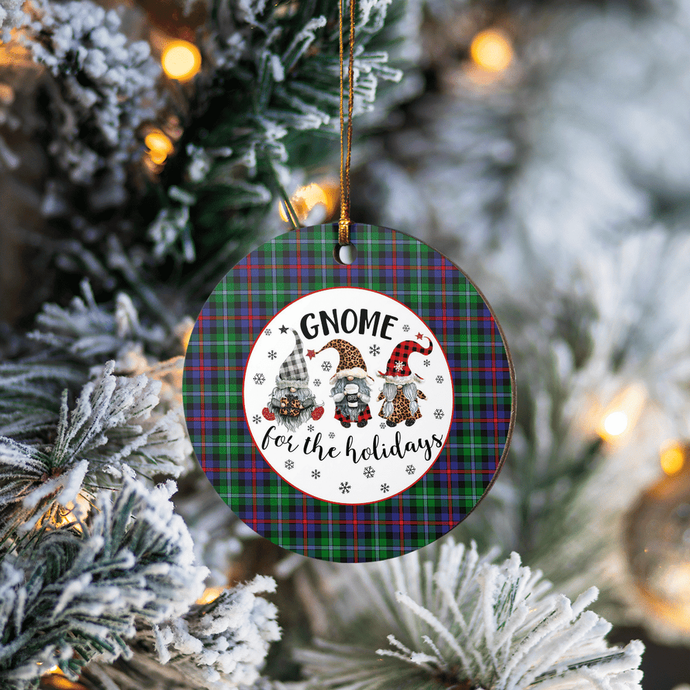 Clan Calder Tartan Gnome Round Ceramic Ornament DD74 Calder Tartan Tartan Christmas
