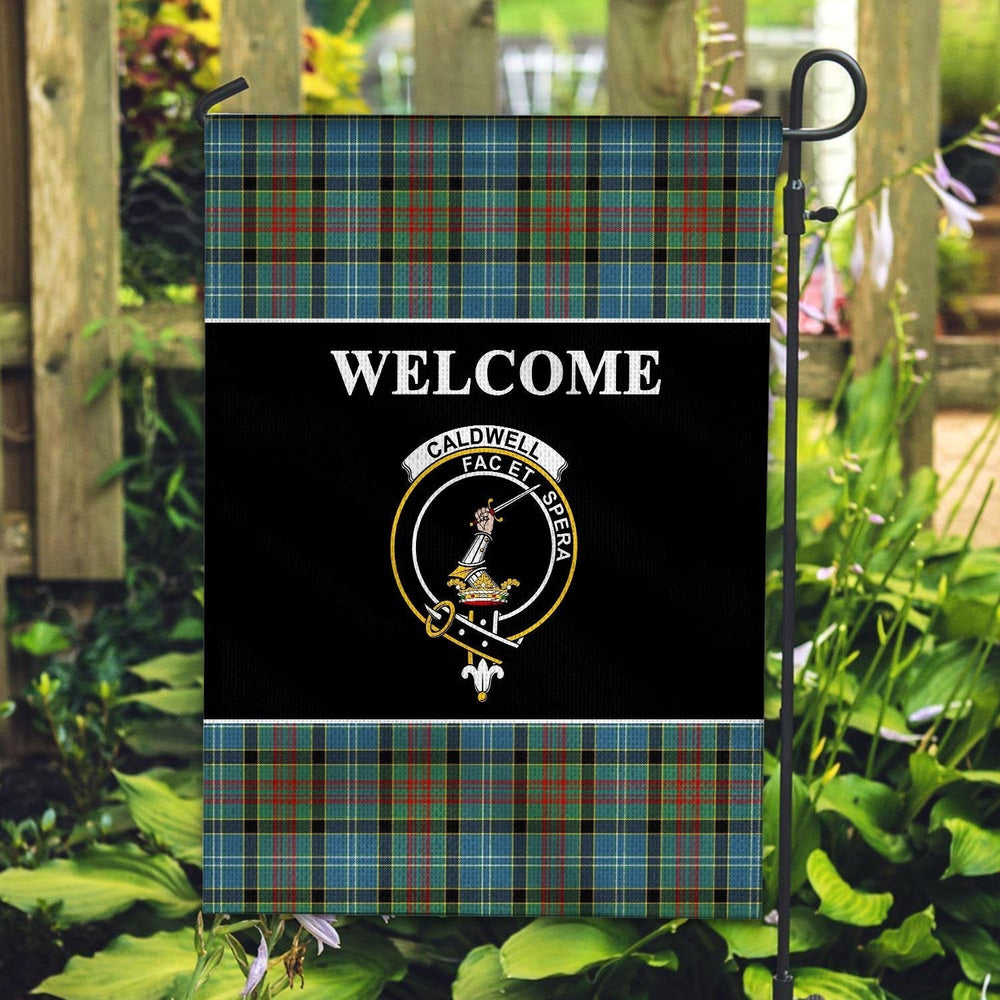 Clan Caldwell Tartan Crest Black Garden Flag QP95 Clan Hall Tartan Today