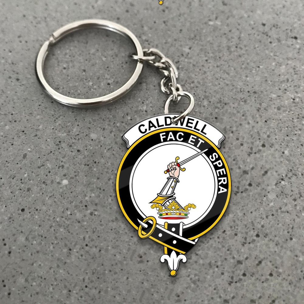 Clan Caldwell Tartan Crest Keychain VJ24 Clan Hall Tartan Today