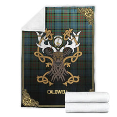 Clan Caldwell Tartan Crest Premium Blanket Celtic Stag Style EI49 Tartan Today